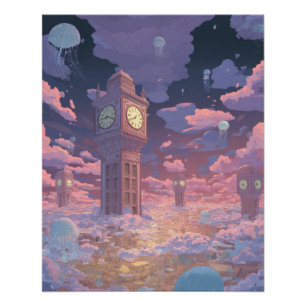 Midnight Tower Glow Fantasy Dreamscape Poster