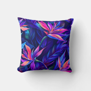 Midnight Tropical Rainforest Throw Pillow
