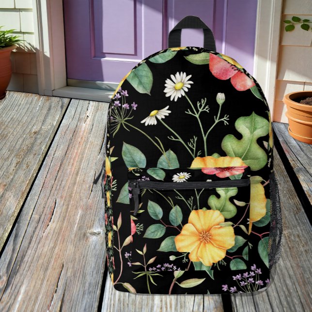 Midnight Vintage Drawing Wildflowers Backpack (Creator Uploaded)
