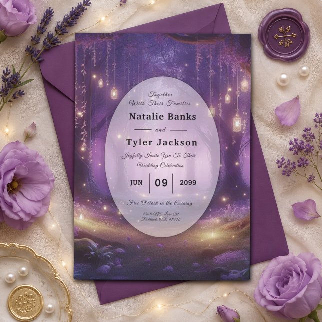 Midnight Violet Enchanted Forest Wedding Invitation (Creator Uploaded)