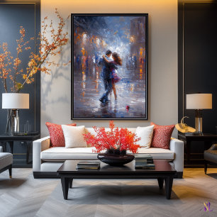Midnight Waltz – Rainy Romance in Contemporary Poster