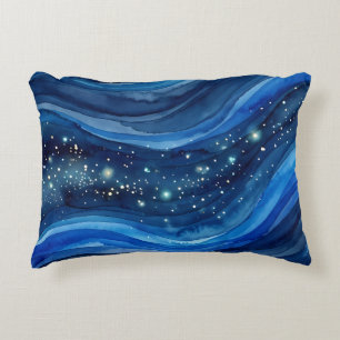 Midnight Watercolor Galaxy Accent Pillow
