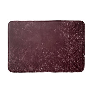 Midnight Wine Romance   Dark Satiny Grunge Damask Bath Mat