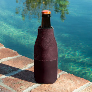 Midnight Wine Romance   Dark Satiny Grunge Damask Bottle Cooler