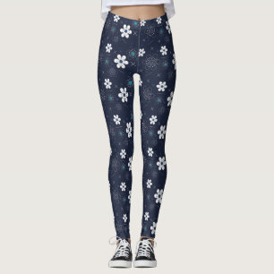 midnight winter flowers leggings