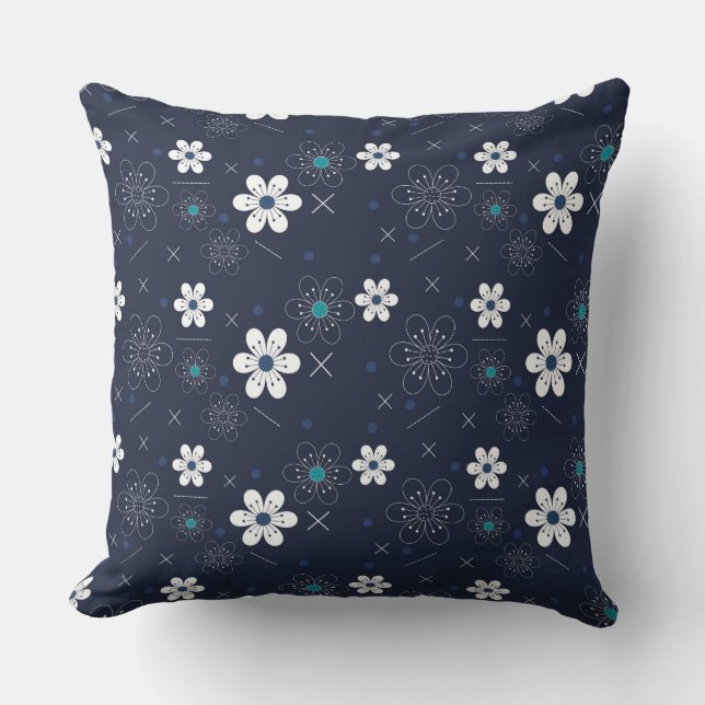 midnight winter flowers pillow (Front)