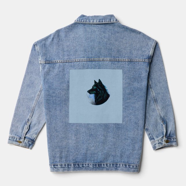 Midnight Wolf Emblem Denim Jacket (Back)