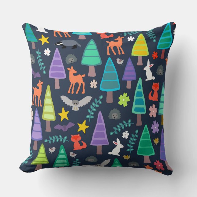 midnight woodland throw pillow (Front)