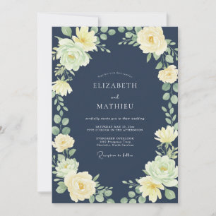Midnight Yellow Petal Wedding Invitation
