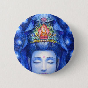 Midnight Zen Meditation Kuan Yin 2 Inch Round Button