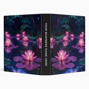 Midnight Zen Nature Pink Lotus Pond Binder