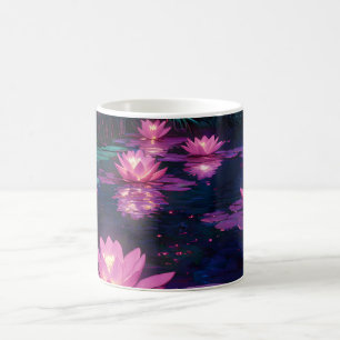 Midnight Zen Nature Pink Lotus Pond Coffee Mug