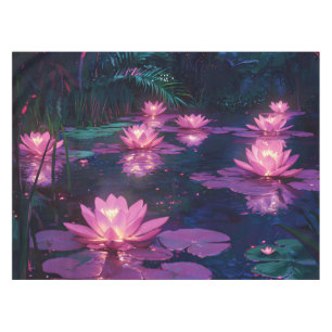 Midnight Zen Nature Pink Lotus Pond Tablecloth