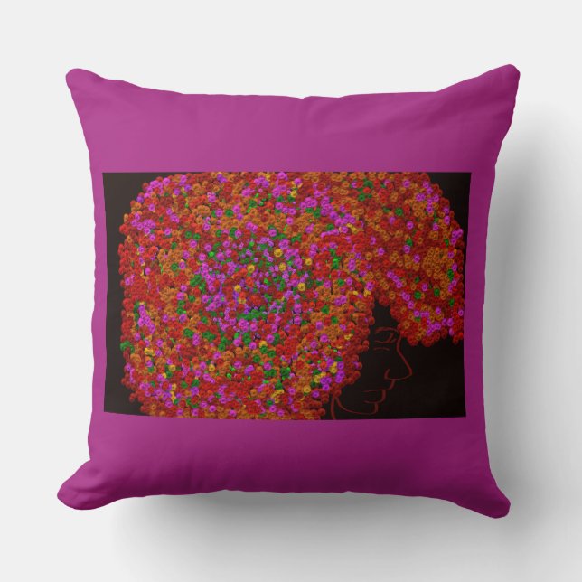 Midnight's Bloom Throw Pillow (Front)