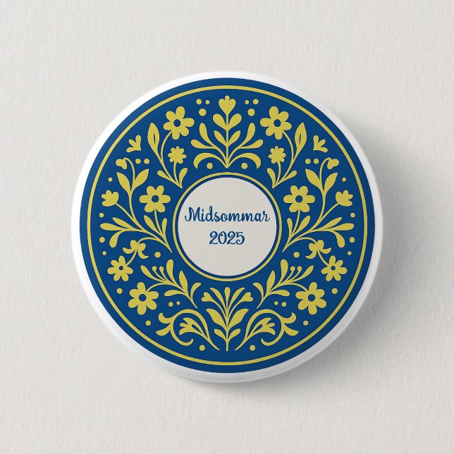 Midsommar - Traditional Swedish Midsummer 2 Inch Round Button (Front)