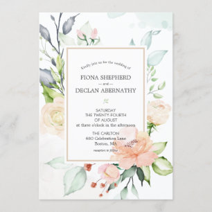 Midsummer Elegant Watercolor Floral Wedding Invitation