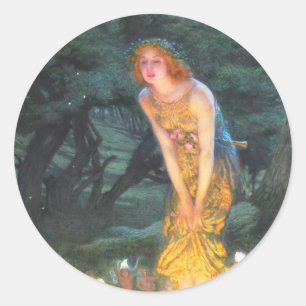 Midsummer Eve (1908) by Edward Robert Hughes Classic Round Sticker
