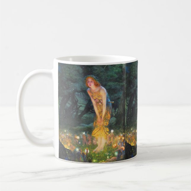 Midsummer Eve (1908) by Edward Robert Hughes Coffee Mug (Left)