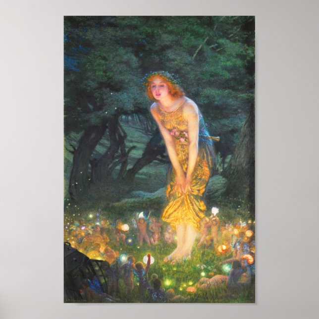 Midsummer Eve (1908) by Edward Robert Hughes Poster (Front)