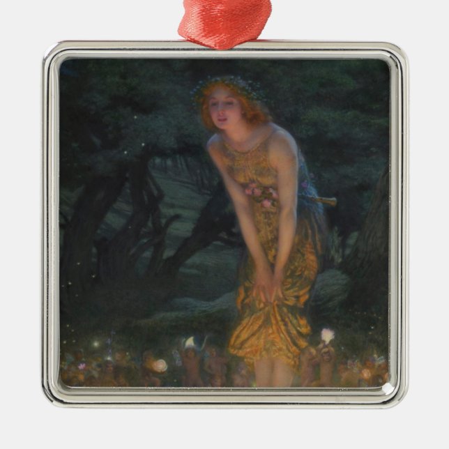 Midsummer Eve (by Edward Robert Hughes) Metal Ornament (Front)