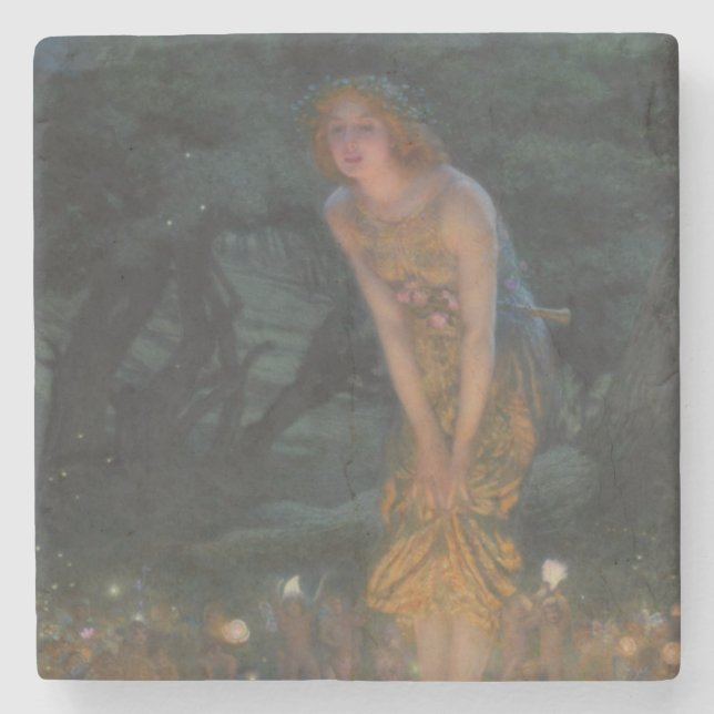 Midsummer Eve (by Edward Robert Hughes) Stone Coaster (Front)