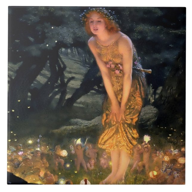 “Midsummer Eve” by Edward Robert Hughes Tile (Front)