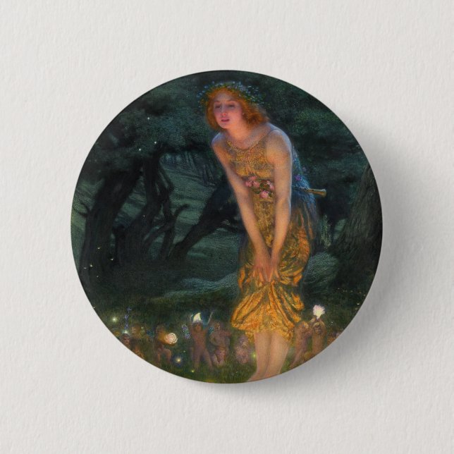 Midsummer Eve c. 1908 by Edward Robert Hughes 2 Inch Round Button (Front)