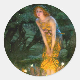 Midsummer Eve Edward Robert Hughes Classic Round Sticker