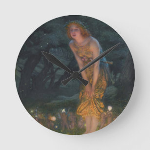 Midsummer Eve Edward Robert Hughes fairies fantasy Round Clock