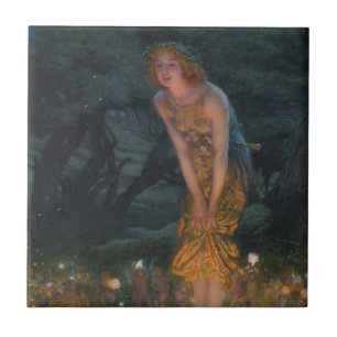 Midsummer Eve Edward Robert Hughes fairies fantasy Tile