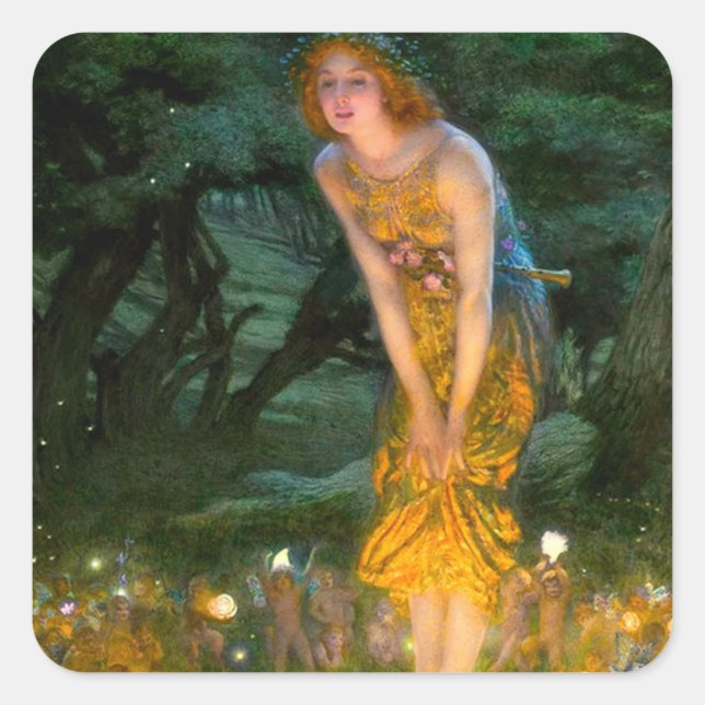 Midsummer Eve Edward Robert Hughes Square Sticker (Front)