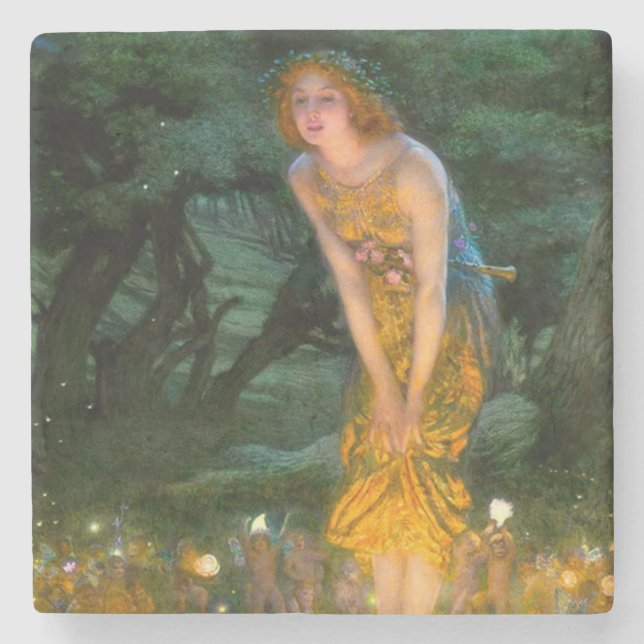 Midsummer Eve Edward Robert Hughes Stone Coaster (Front)
