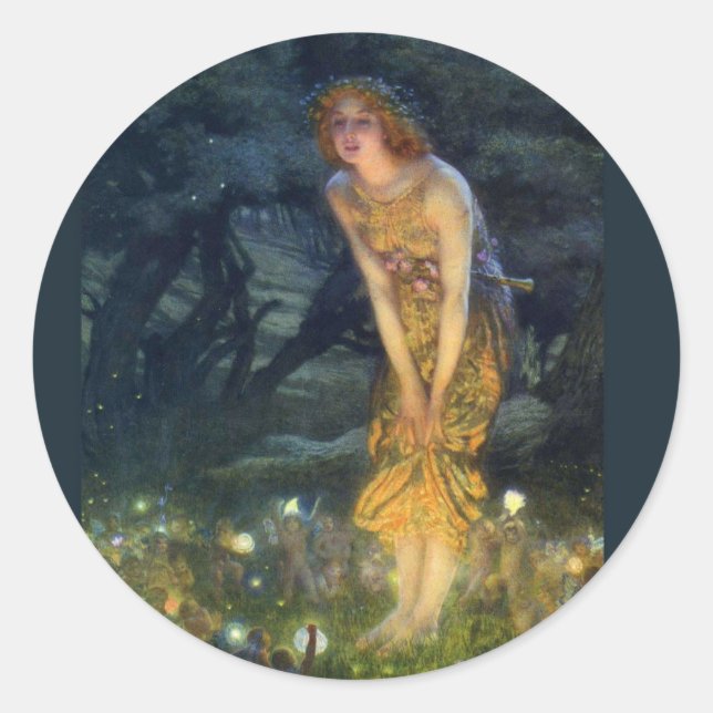 Midsummer Eve Fairy Circle Classic Round Sticker (Front)