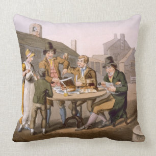 Midsummer Eve, from `Costume of Yorkshire' engrave Throw Pillow