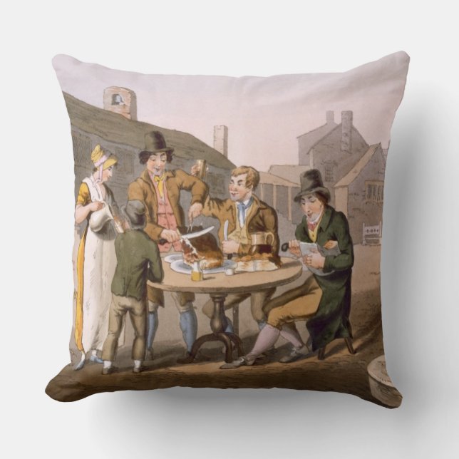 Midsummer Eve, from `Costume of Yorkshire' engrave Throw Pillow (Front)