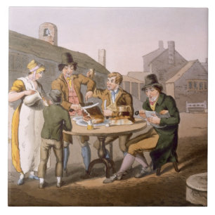 Midsummer Eve, from `Costume of Yorkshire' engrave Tile