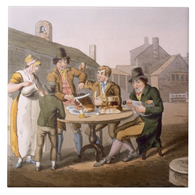 Midsummer Eve, from `Costume of Yorkshire' engrave Tile (Front)