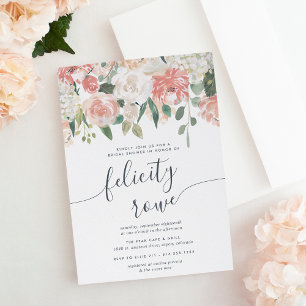 Midsummer Floral Calligraphy Bridal Shower Invitation