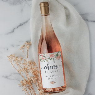 Midsummer Floral "Cheers to Love" Wedding Wine Label