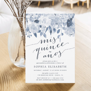 Midsummer Floral   Elegant Watercolor Quinceanera Invitation
