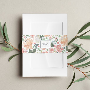 Midsummer Floral Monogram Invitation Belly Band