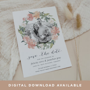 Midsummer Floral Photo Save the Date Card
