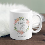 Midsummer Floral Wreath Mother of the Bride Coffee Mug<br><div class="desc">A sweet and elegant gift for the mother of the bride,  mug features a watercolor wreath of peachy pink peonies and botanical foliage with "mother of the bride" inscribed inside in hand lettered script. Personalize with your wedding date beneath. Designed to match our Midsummer floral collection.</div>