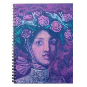 Midsummer Hat, Summer Fantasy Surreal Portrait Art Notebook