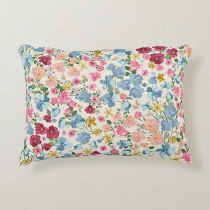 Midsummer meadow, blooming plant pattern. accent pillow