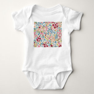 Midsummer meadow, blooming plant pattern. baby bodysuit