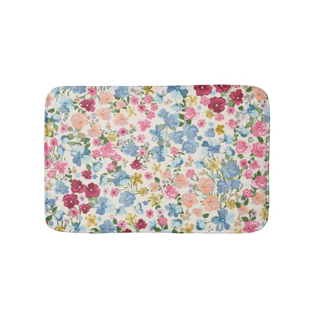 Midsummer meadow, blooming plant pattern. bath mat (Front)