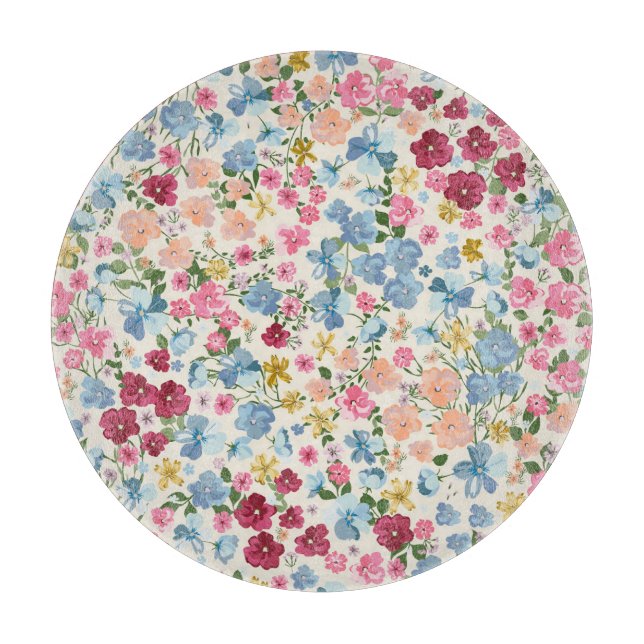 Midsummer meadow, blooming plant pattern. cutting board (Front)