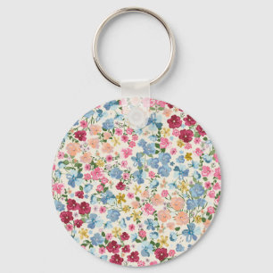 Midsummer meadow, blooming plant pattern. keychain
