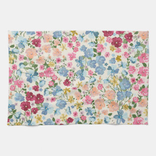 Midsummer meadow, blooming plant pattern. kitchen towel